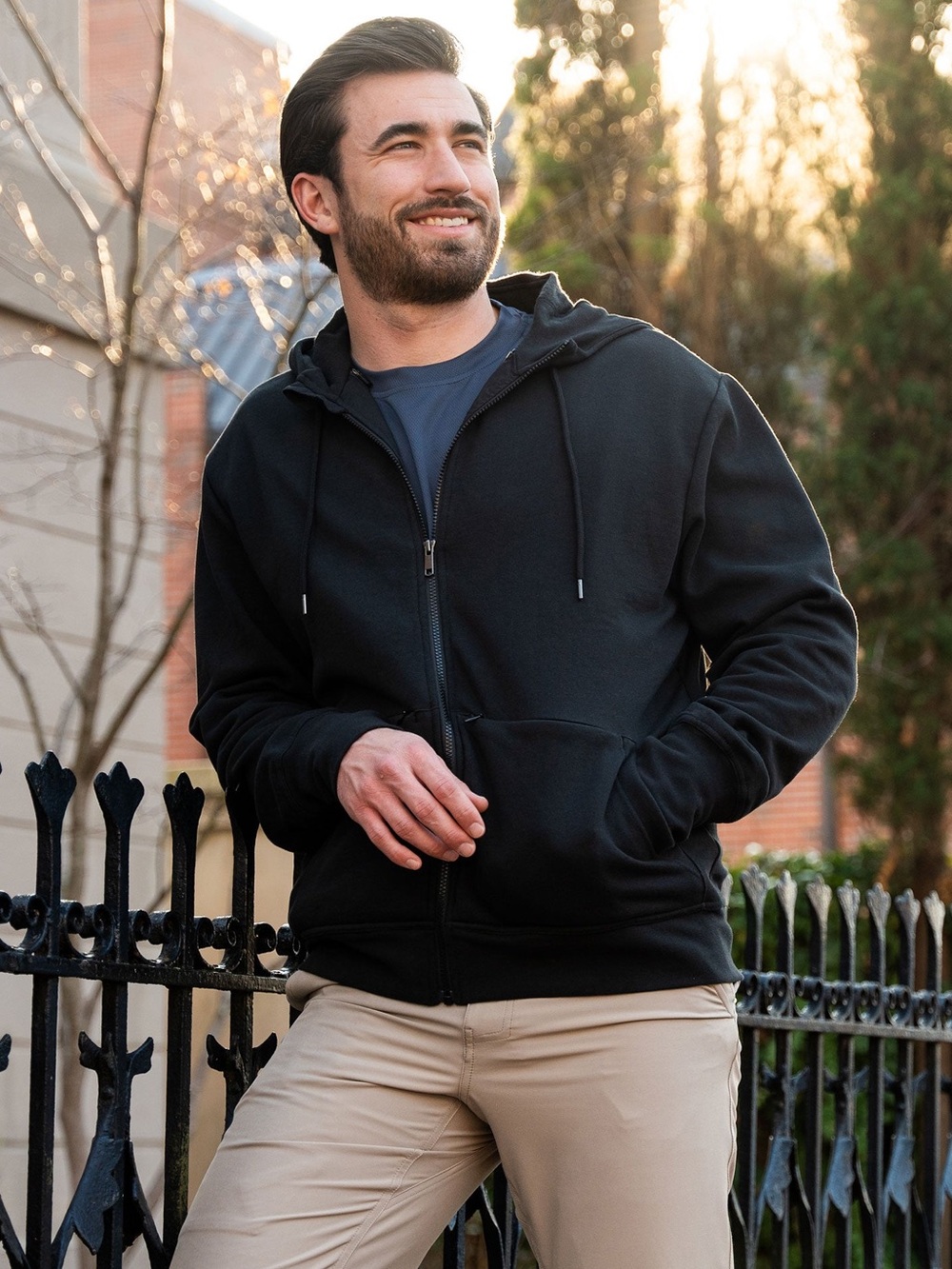 NWT SCOTTeVEST Cotton Hoodie Black Full Zip Men's size XL